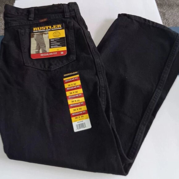 Rustler Men's Jeans Black Regular Fit Straight Leg 36 X 30 NOS - Picture 4 of 5